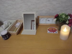 店舗(整体院)で施術するのでアメニティも準備してあります